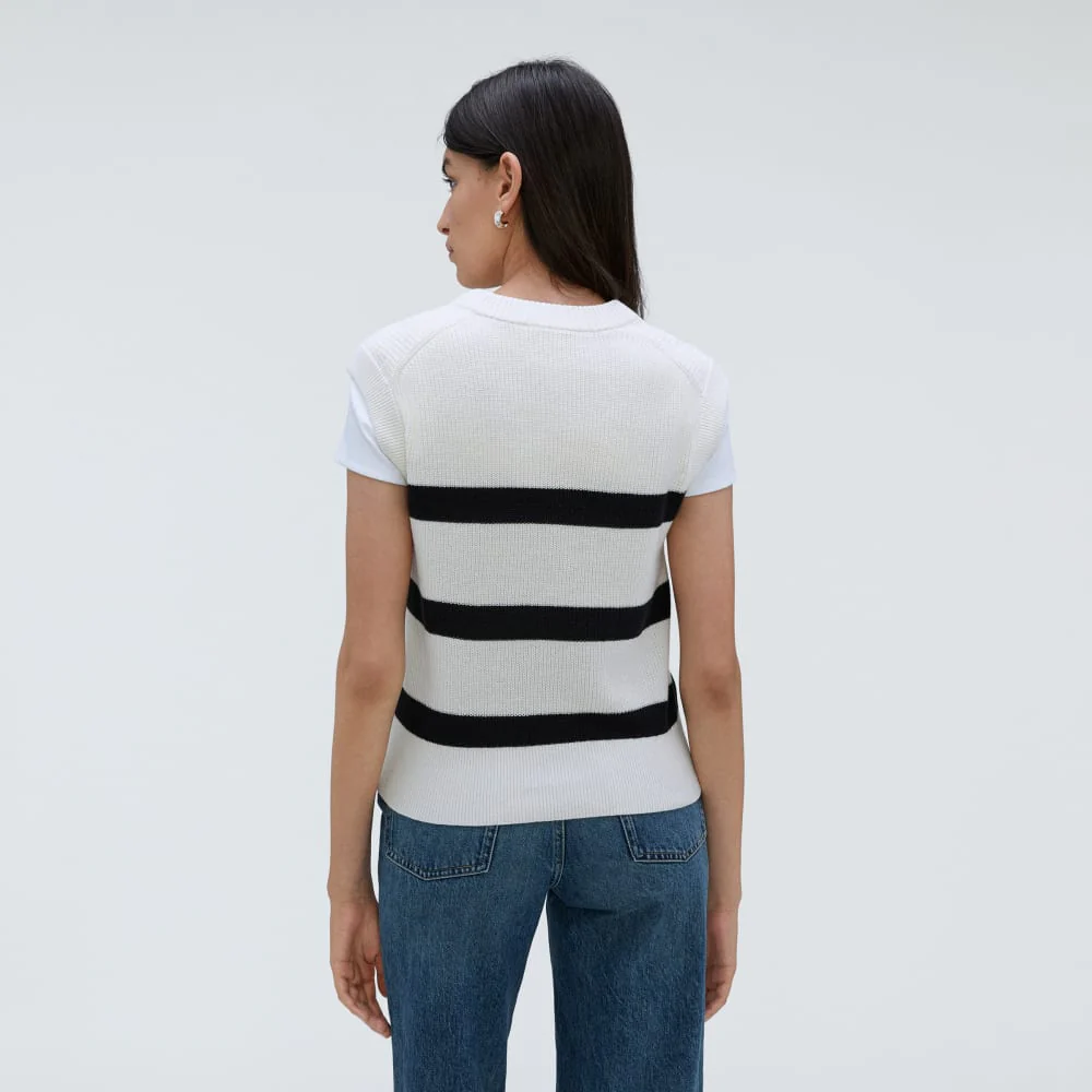 The Cotton Summer Sweater Tank |  Canvas / Black - Image 3