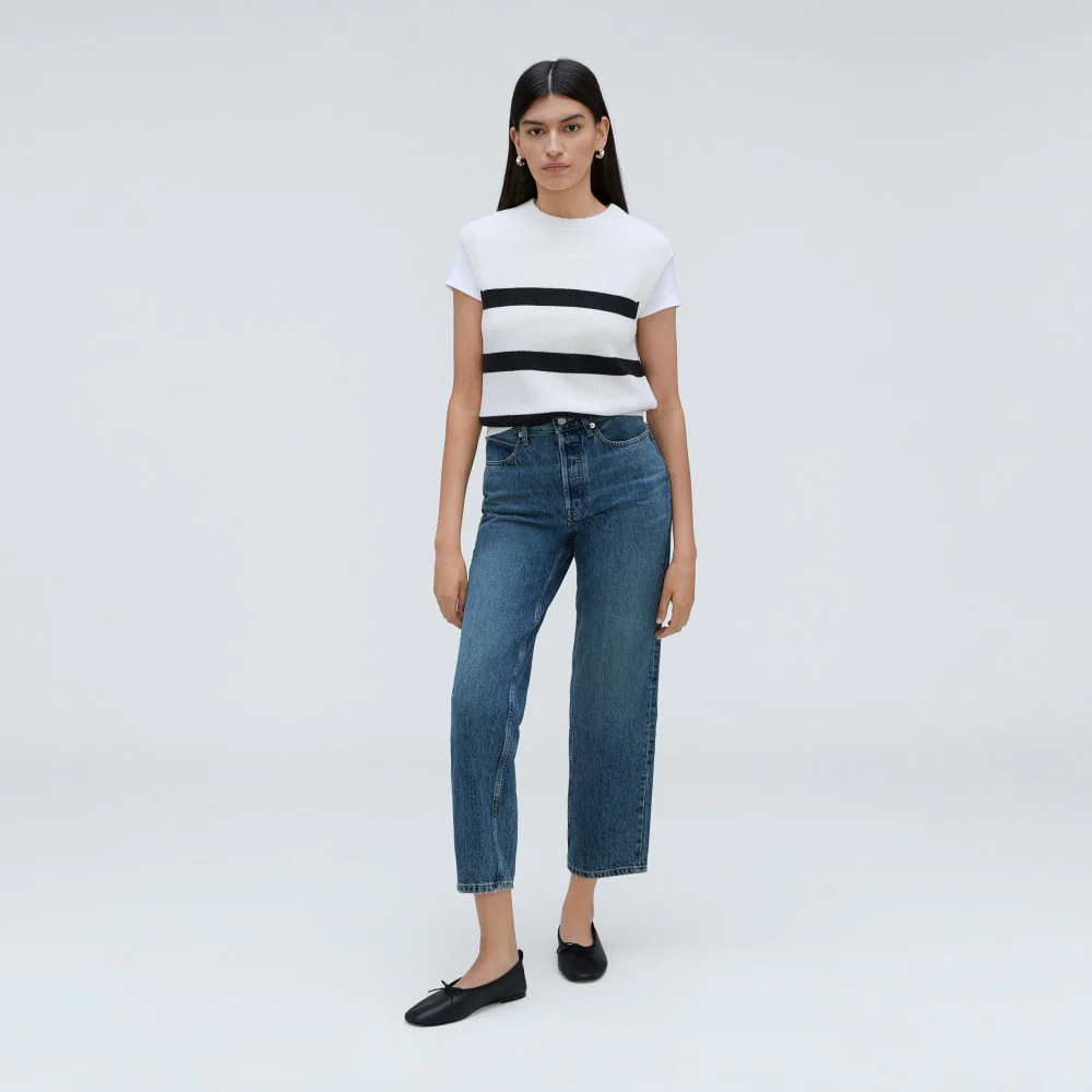 The Cotton Summer Sweater Tank |  Canvas / Black - Image 6