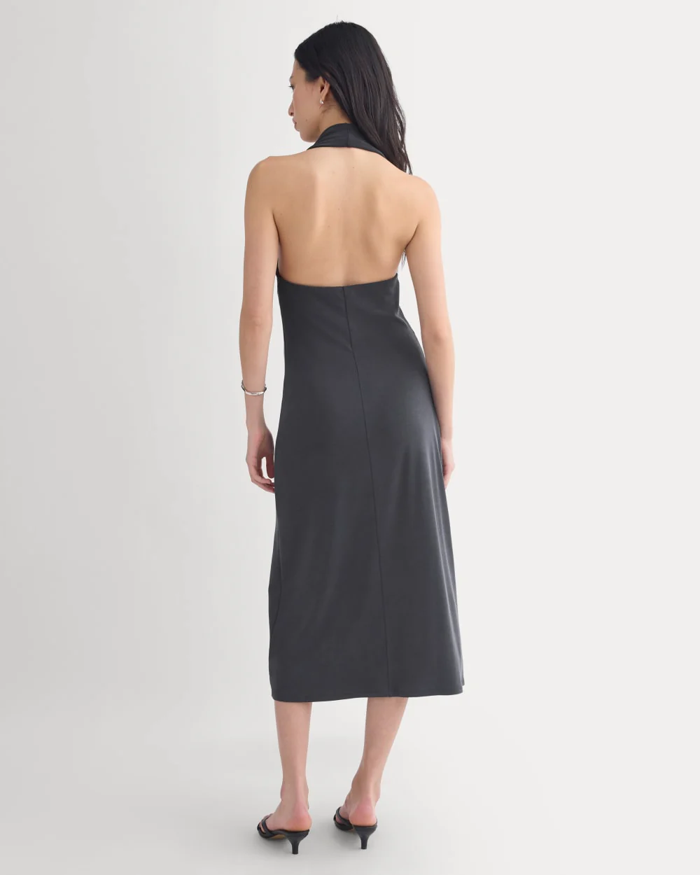 Cowlneck Halter Dress in Butterknit | Black - Image 4