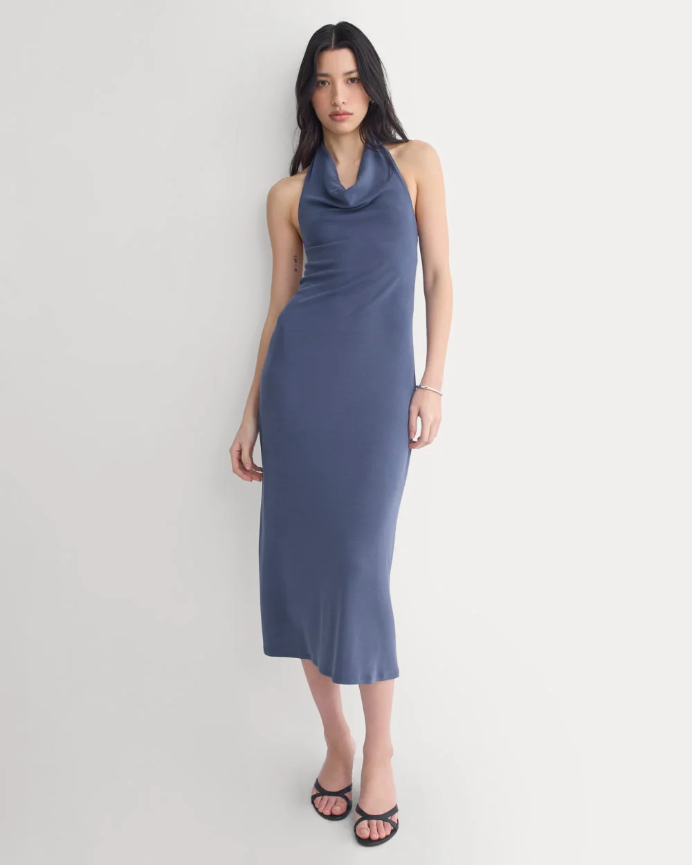 Cowlneck Halter Dress in Butterknit | Washed Navy