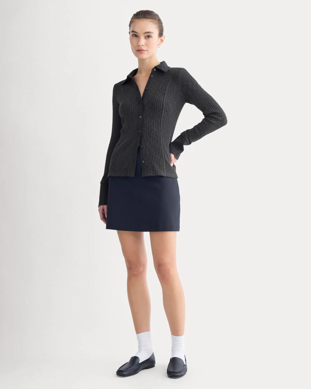 Cozy Rib Button-Up | Black - Image 3