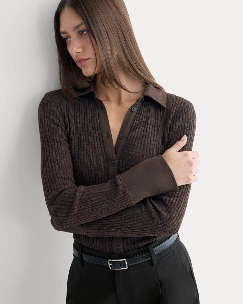 Cozy Rib Button-Up | Coffee Bean - Image 6