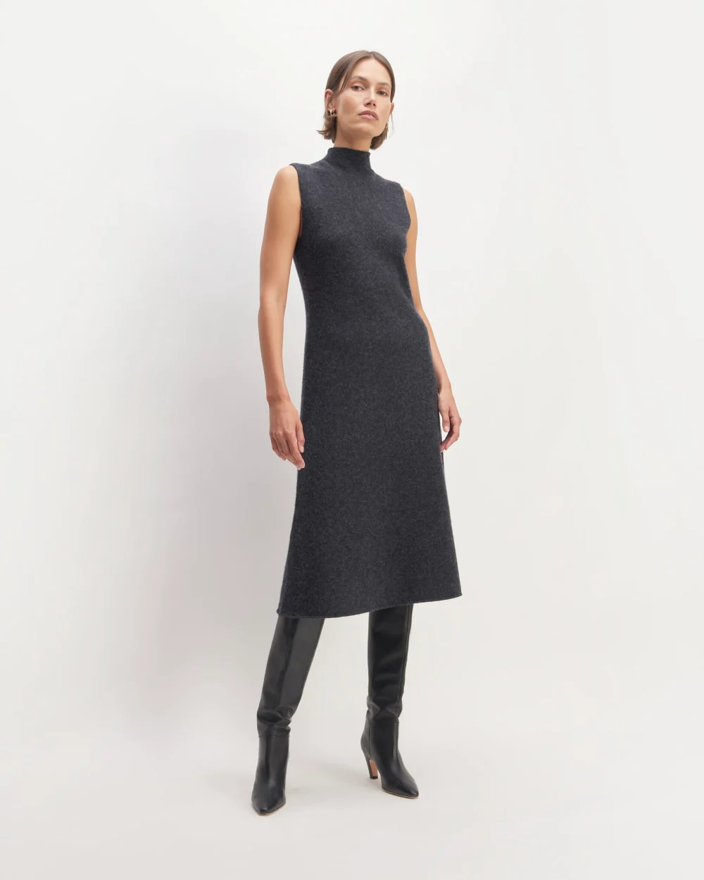 The Cozy-Stretch Sleeveless Midi Dress | Charcoal