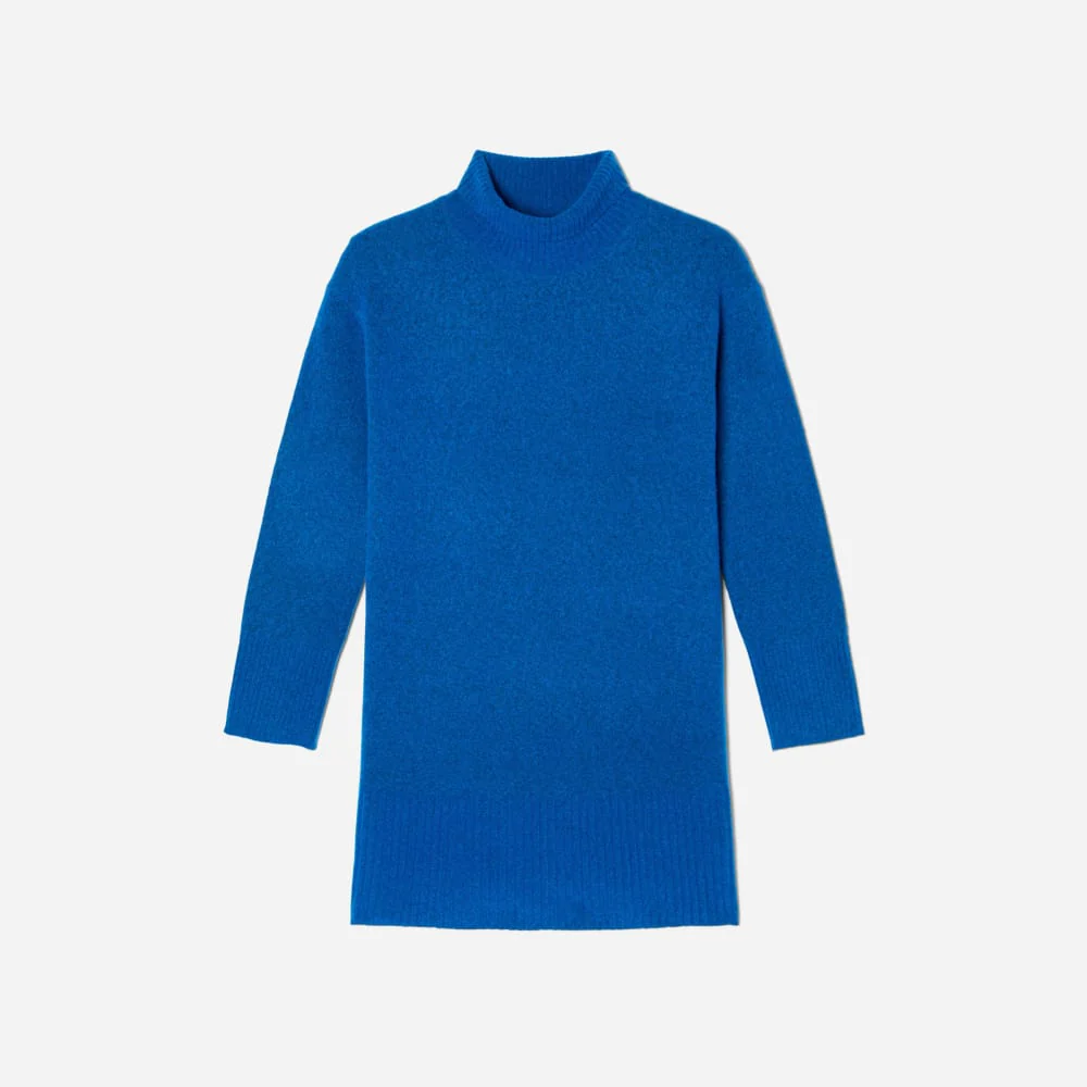 The Cozy Stretch Turtleneck Dress | Heathered Lapis Blue - Image 2
