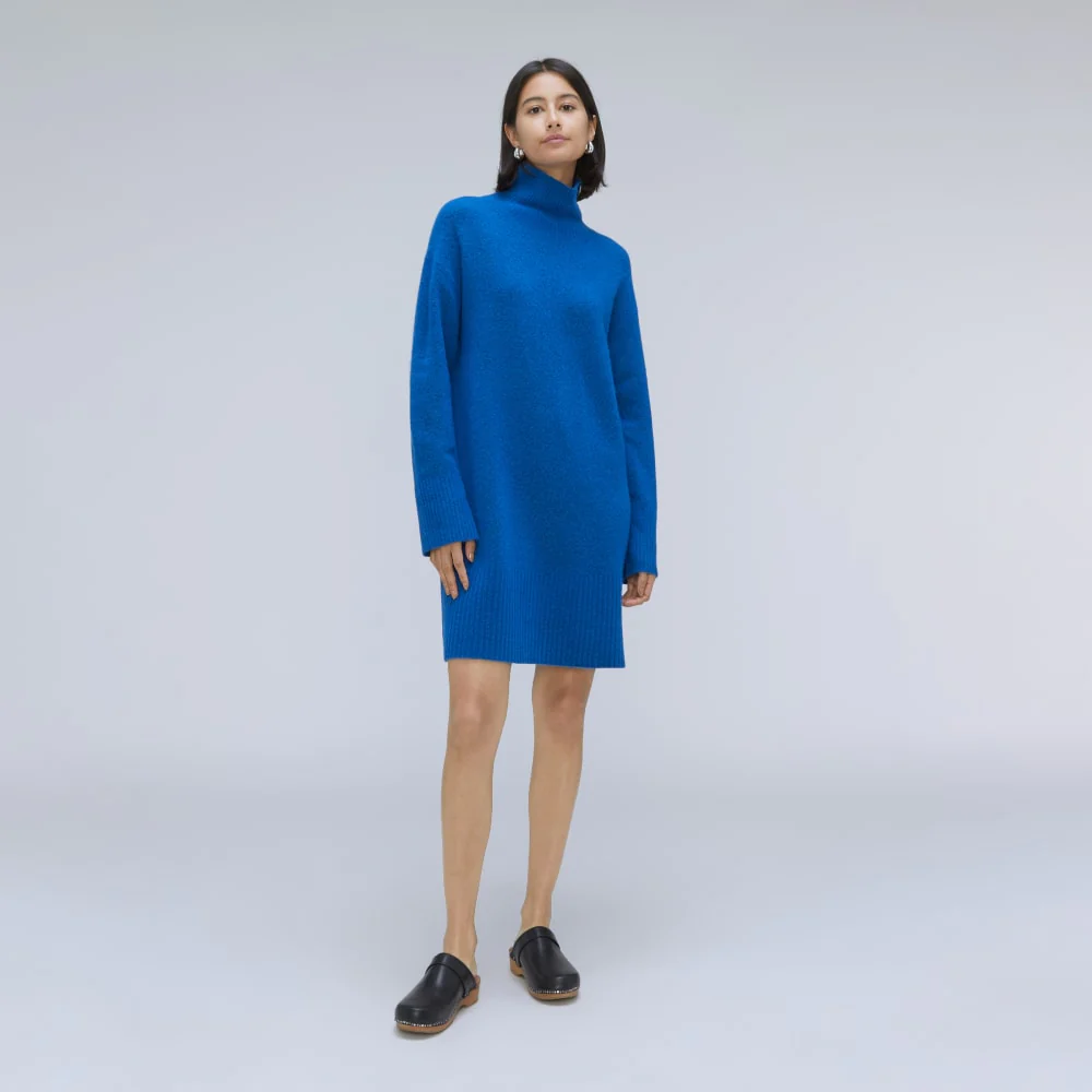 The Cozy Stretch Turtleneck Dress | Heathered Lapis Blue - Image 6