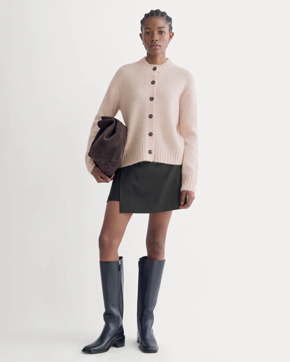 The Crew Cardigan in Alpaca | Soft Rose - Image 3