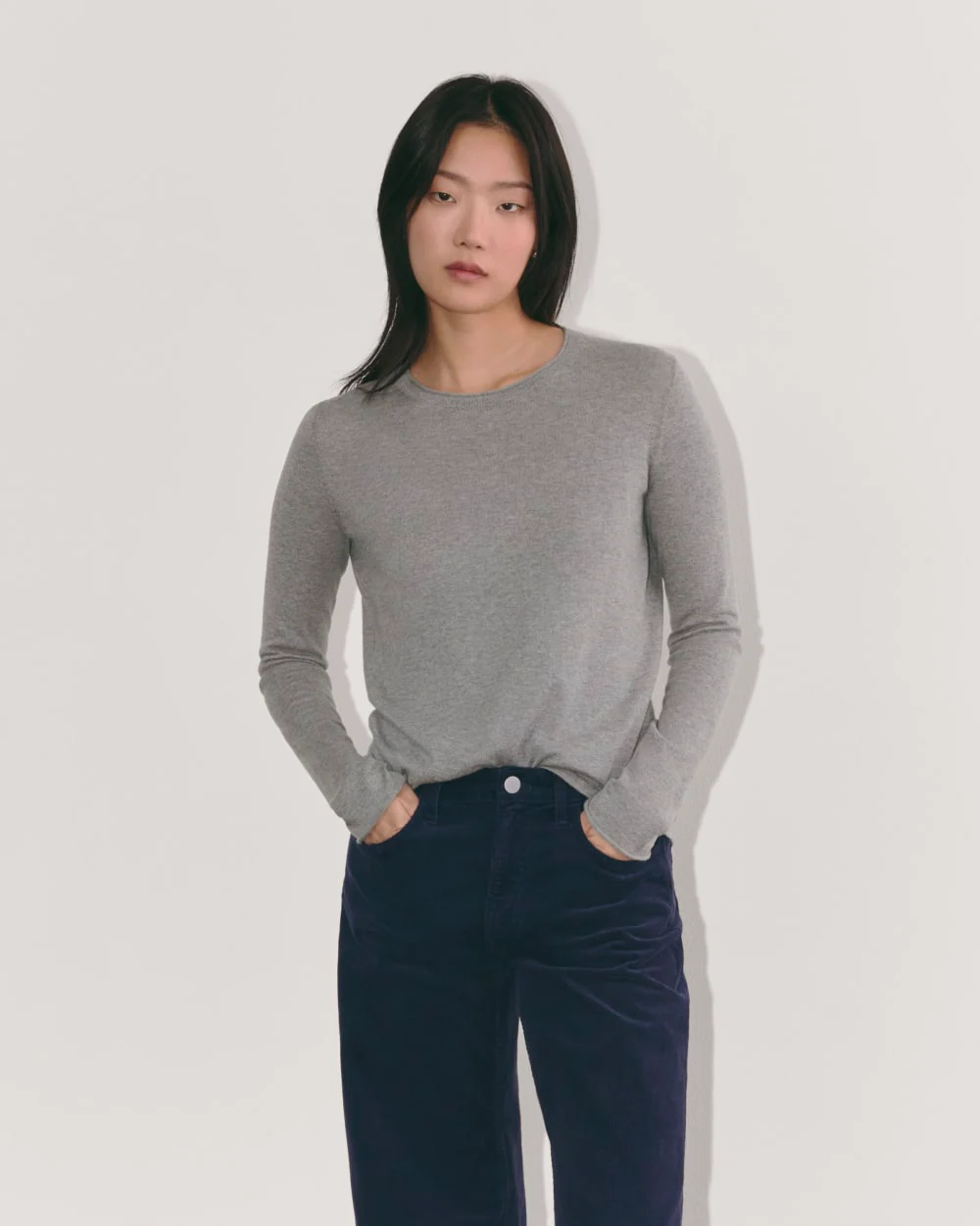 The Crew in Cotton Cashmere | Heather Charcoal