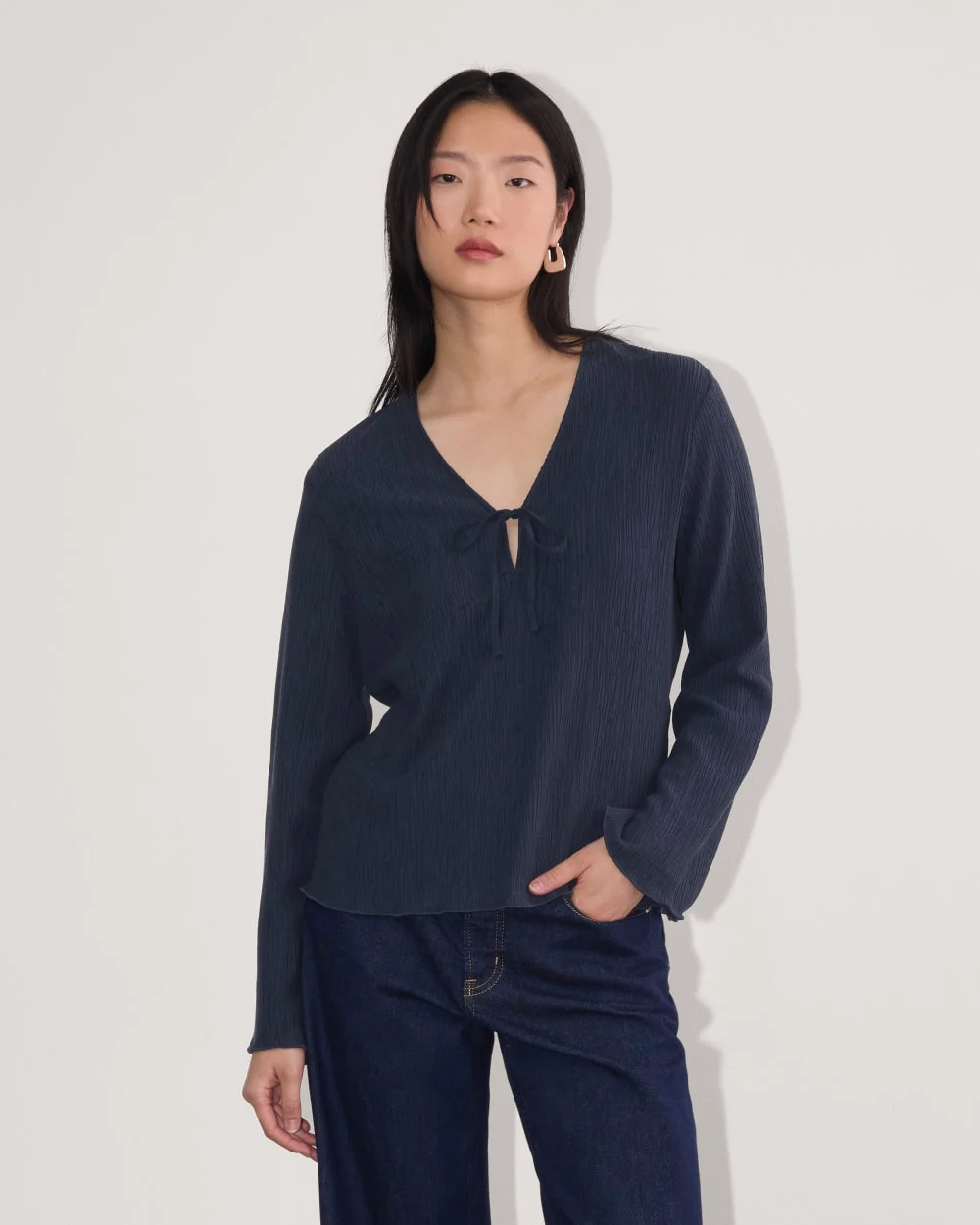The Crinkle Long-Sleeve | Navy