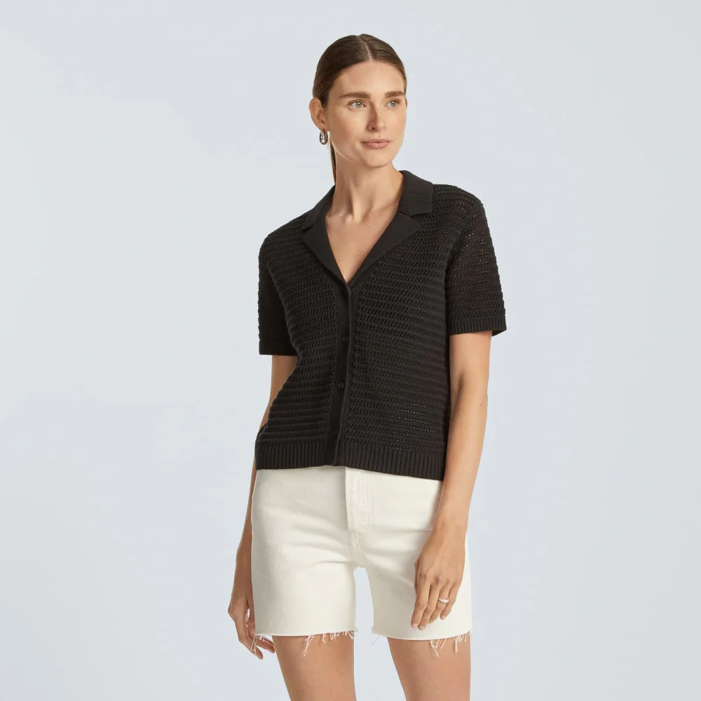 The Crochet Knit Polo | Black - Image 2