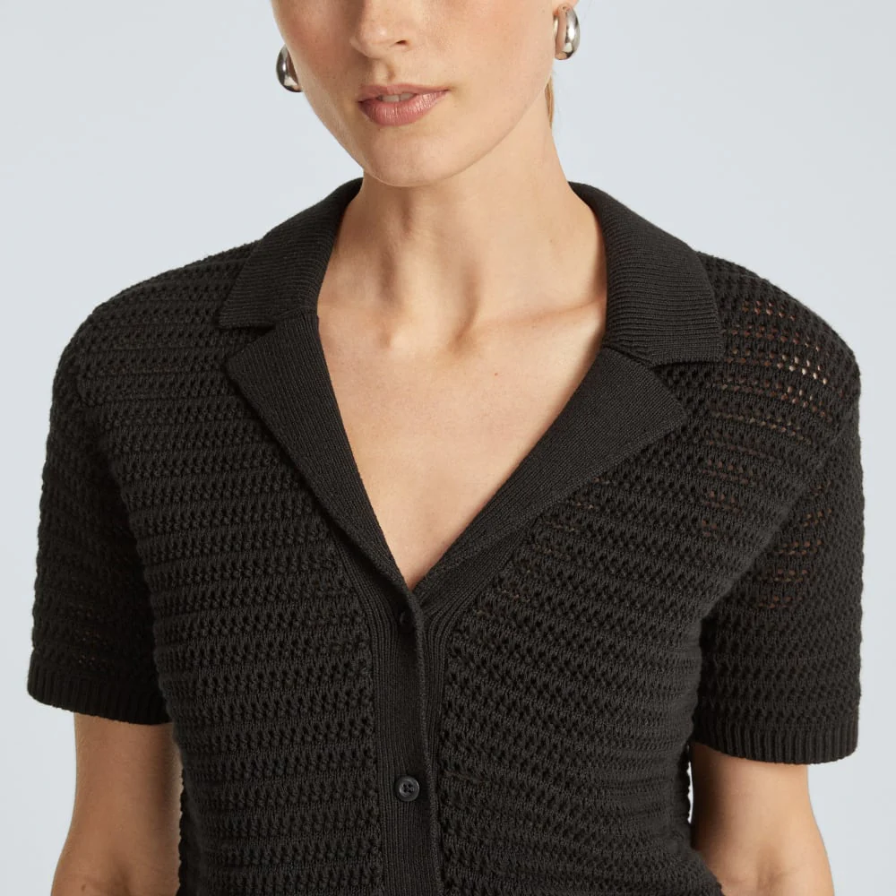 The Crochet Knit Polo | Black - Image 4
