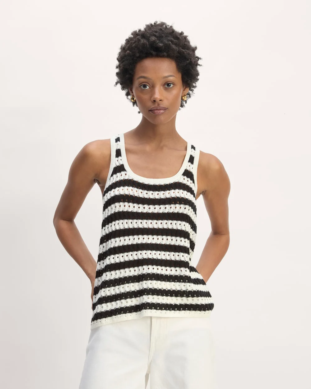 The Crochet Knit Tank | Bone / Black