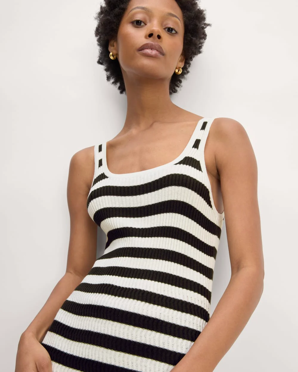 The Crochet Knit Tank Dress | Bone / Black - Image 3