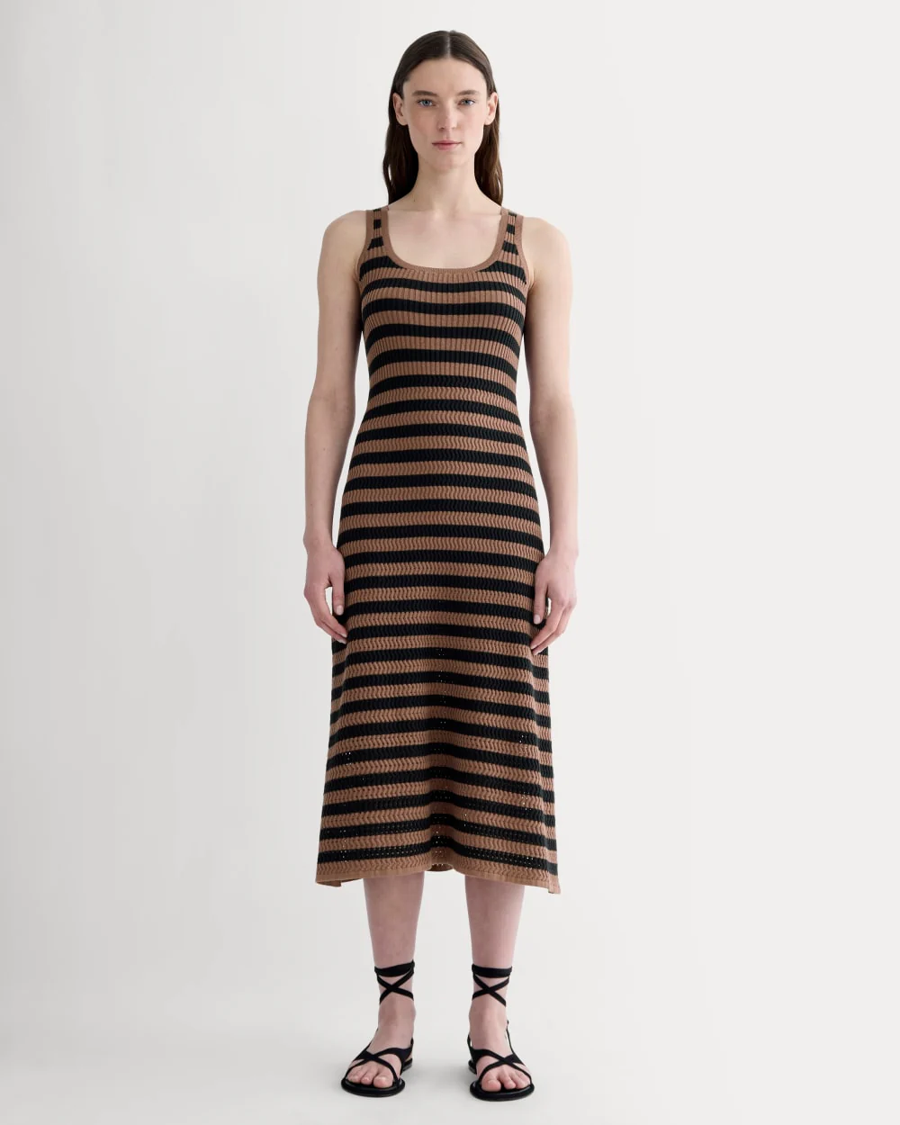 The Crochet Knit Tank Dress | Mocha / Black