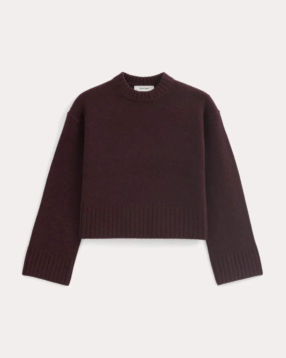 Cropped Boxy Crew in Luxe Merino | Heathered Winetasting - Image 2