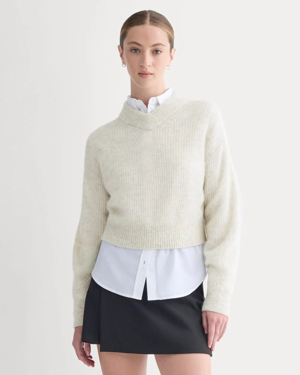 Cropped Cocoon Sweater in Alpaca | Almond - Image 4
