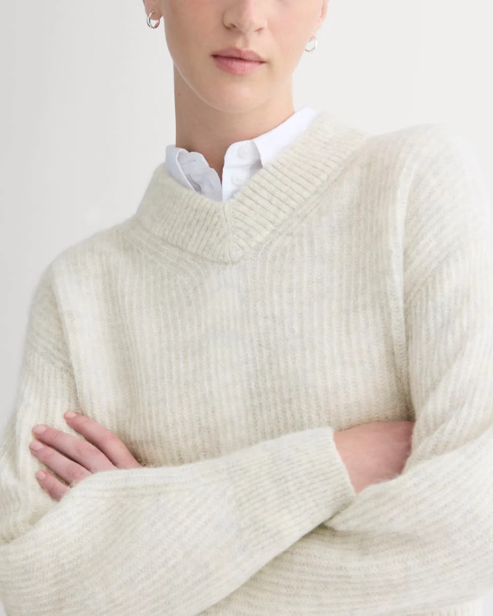 Cropped Cocoon Sweater in Alpaca | Almond - Image 6