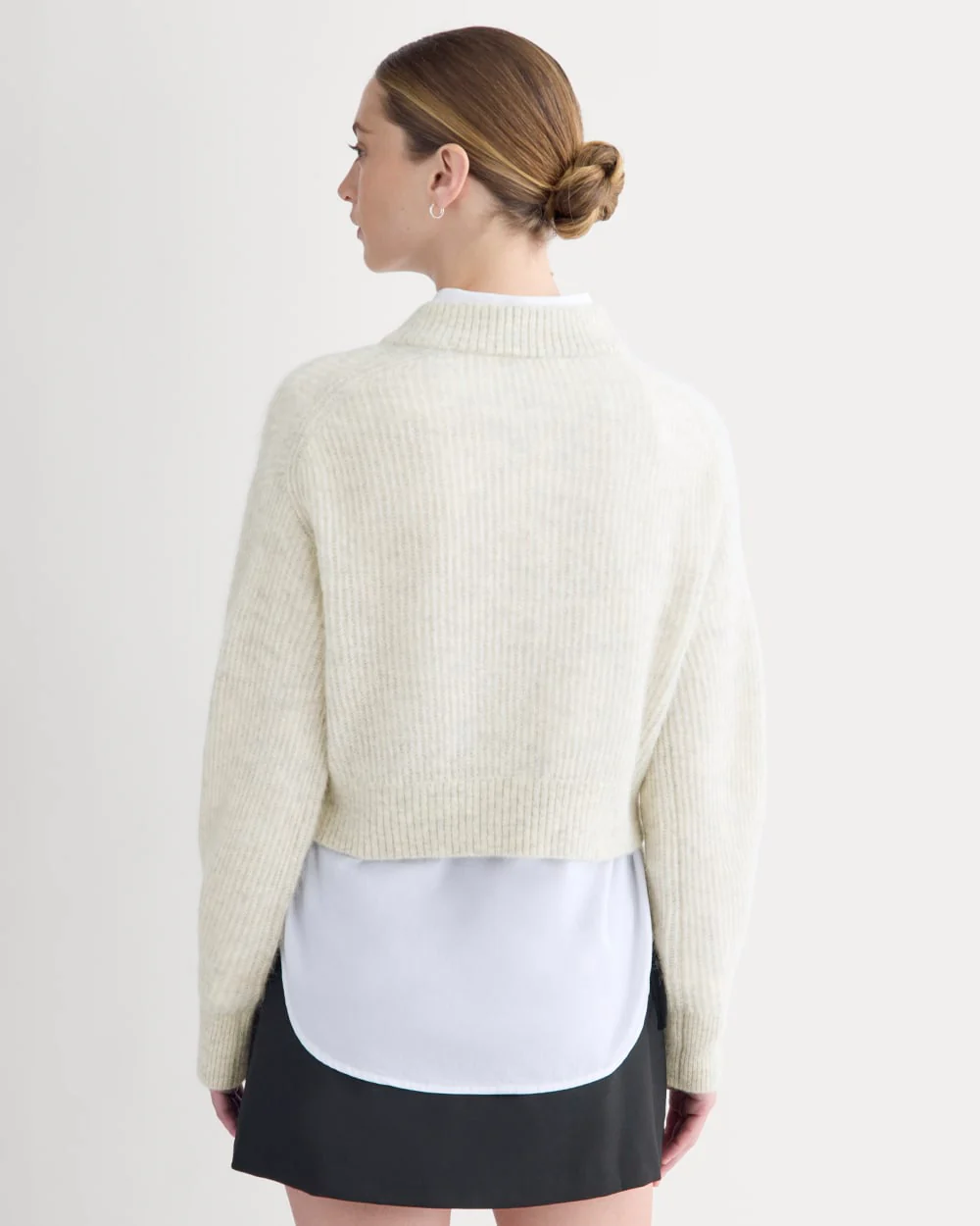 Cropped Cocoon Sweater in Alpaca | Almond - Image 7