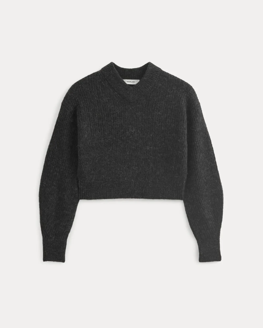 Cropped Cocoon Sweater in Alpaca | Heathered Black - Image 2