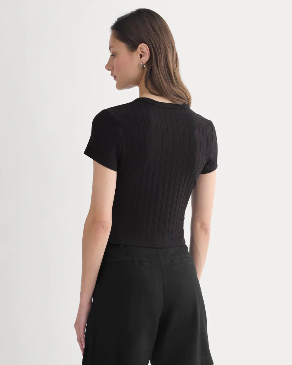 Cropped Crew in Pointelle | Black - Image 5