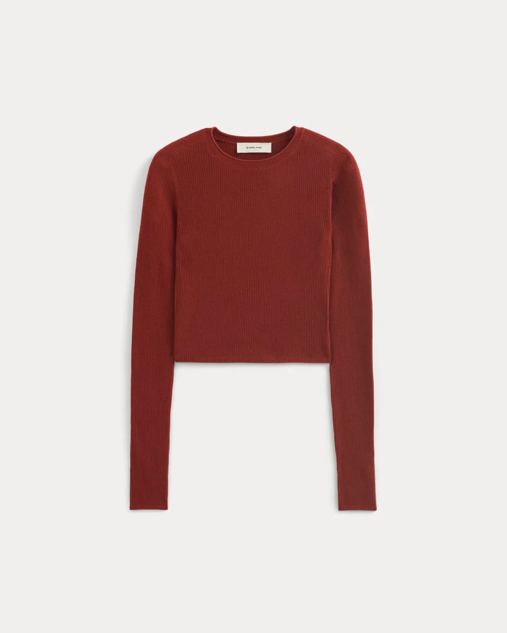The Cropped Crew Top in Ultrafine Merino | Merlot - Image 2