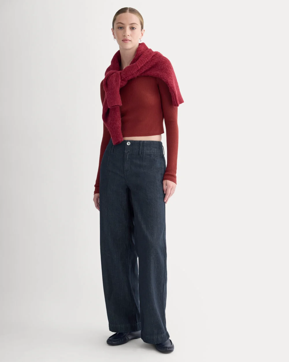 The Cropped Crew Top in Ultrafine Merino | Merlot - Image 3