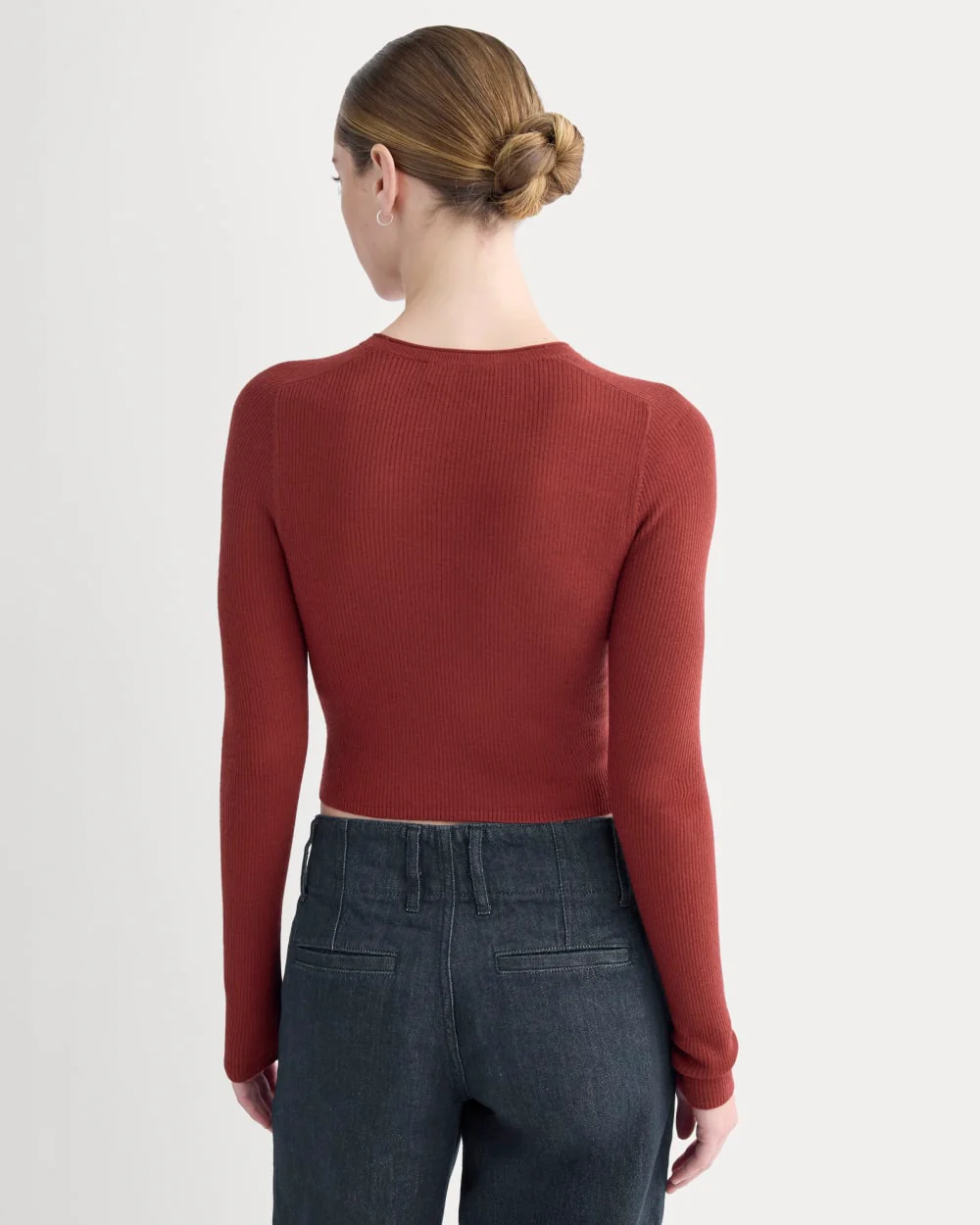 The Cropped Crew Top in Ultrafine Merino | Merlot - Image 5