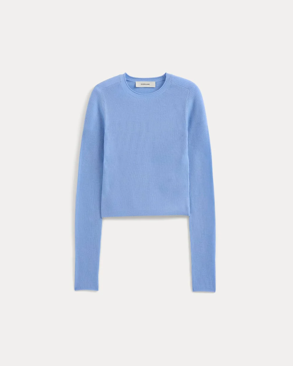 The Cropped Crew Top in Ultrafine Merino | Open Air Blue - Image 2