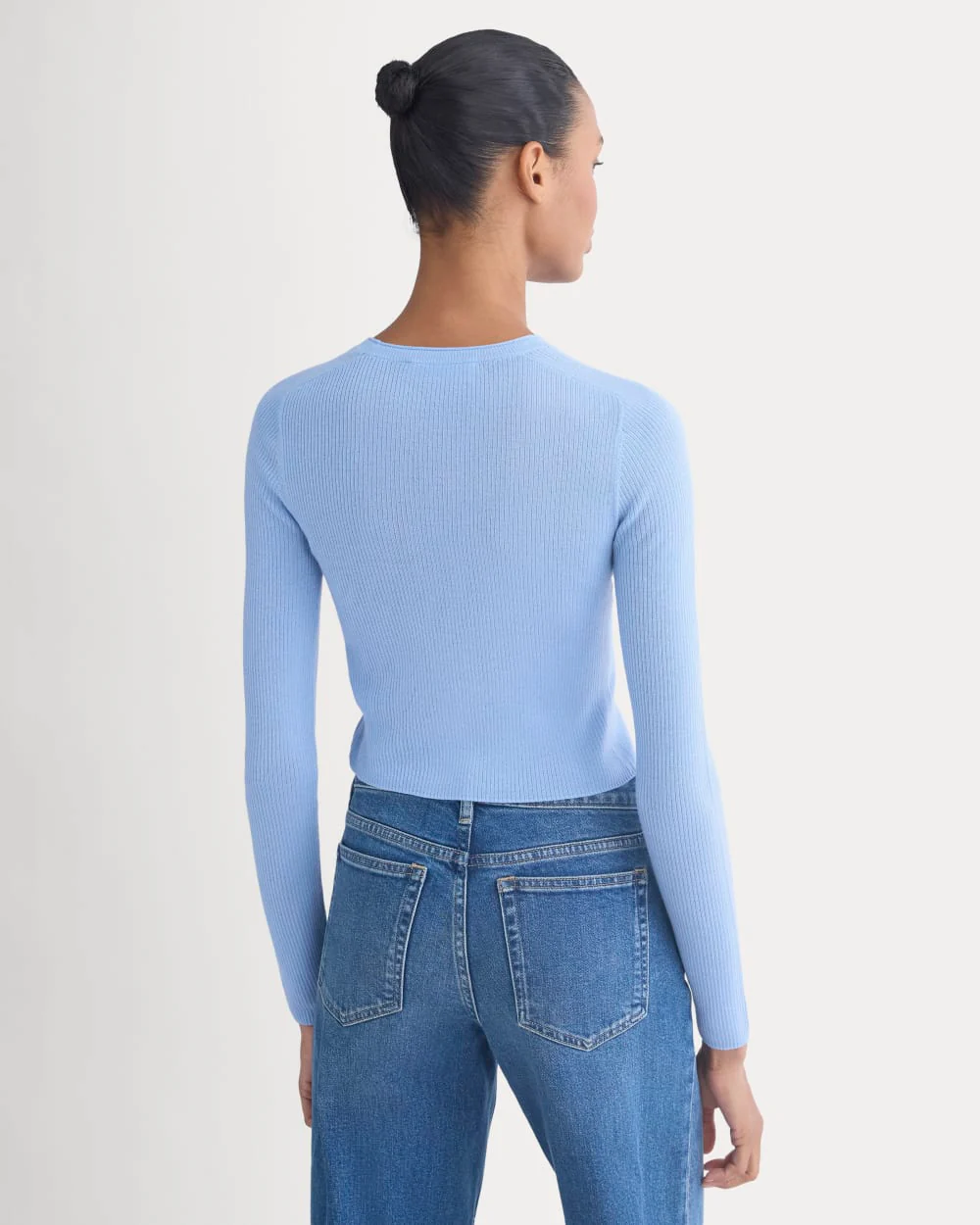 The Cropped Crew Top in Ultrafine Merino | Open Air Blue - Image 5
