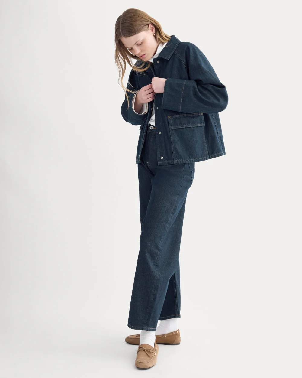 Cropped Denim Jacket | Garment-Dyed Indigo - Image 3