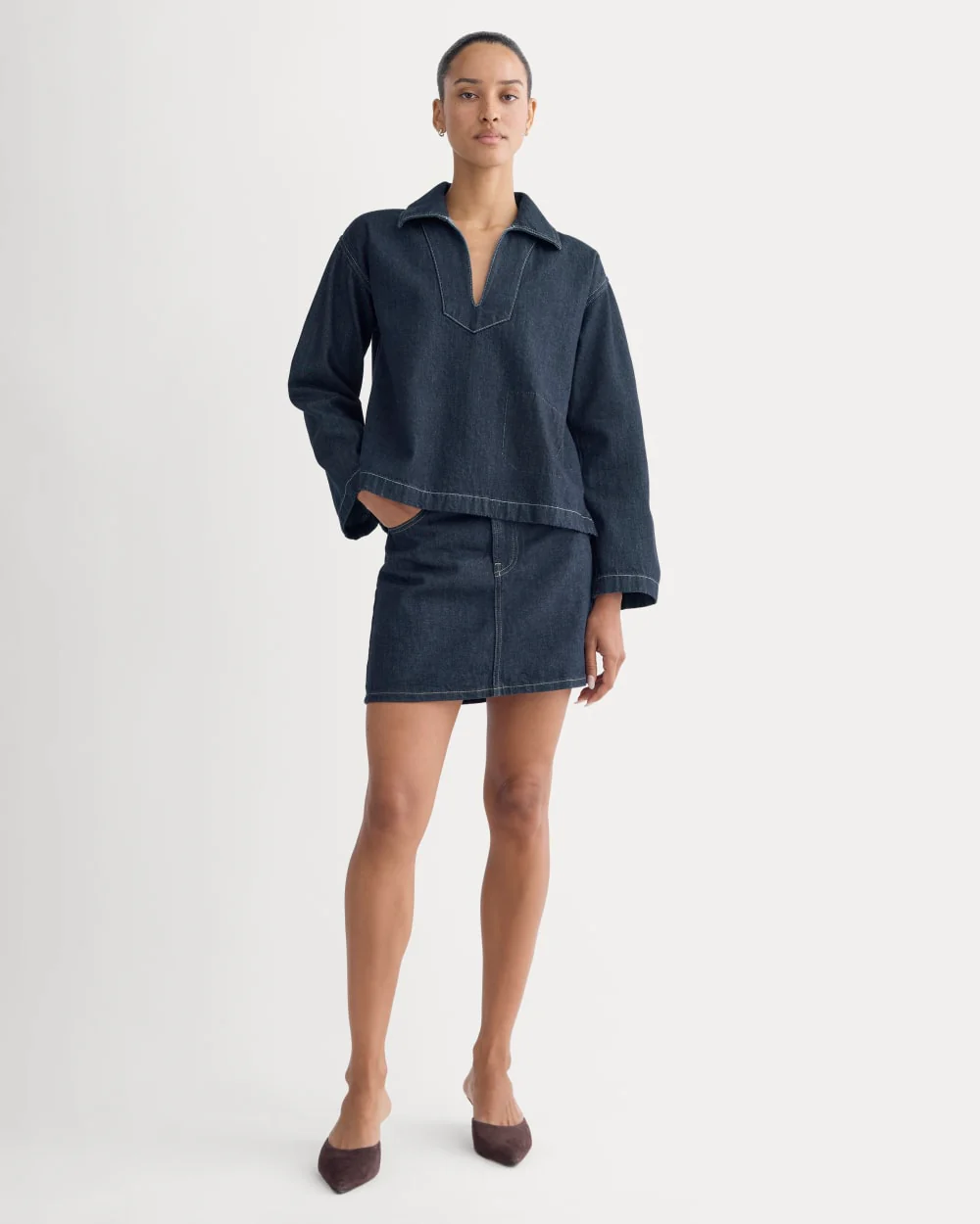 The Cropped Denim Tunic | Tungsten Rinse - Image 3