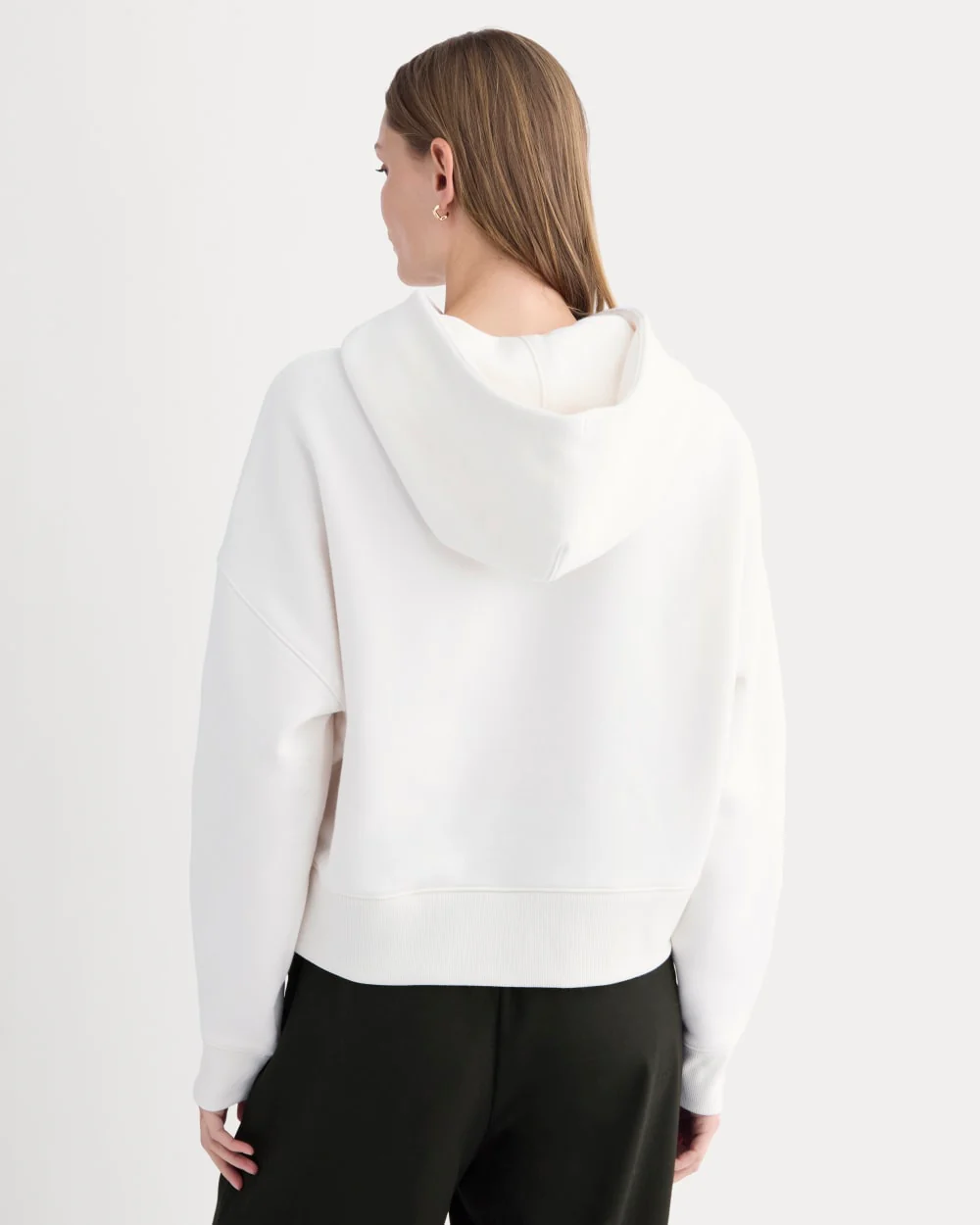 Cropped Luxe Fleece Hoodie | Bone - Image 5