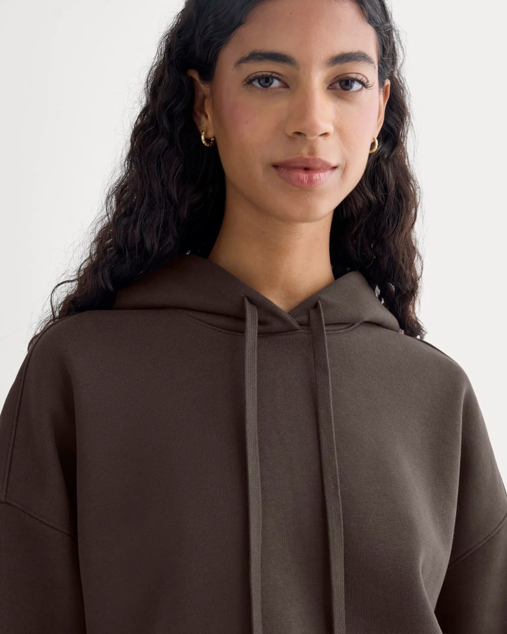 Cropped Luxe Fleece Hoodie | Dark Chocolate - Image 4