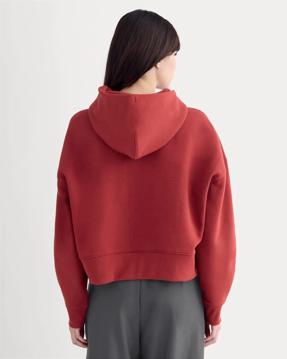 Cropped Luxe Fleece Hoodie | Merlot - Image 4