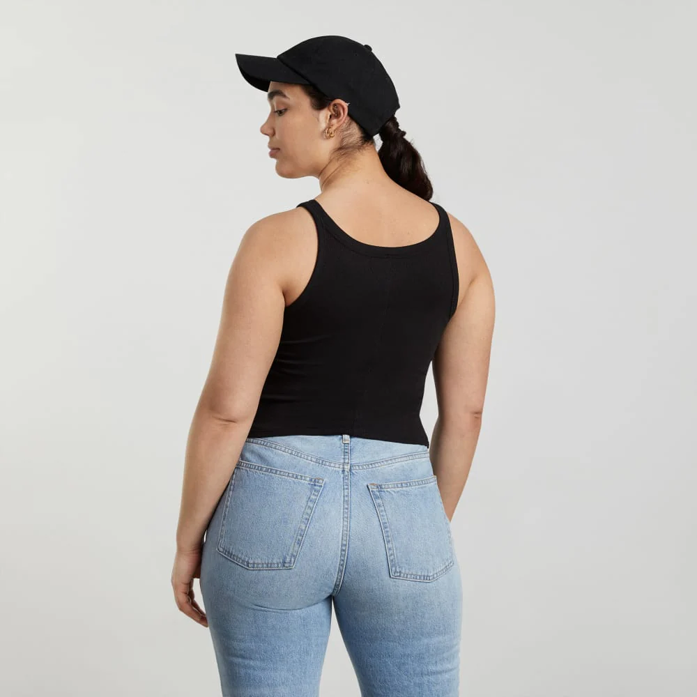 The Pima Micro-Rib Short Tank | Black - Image 3