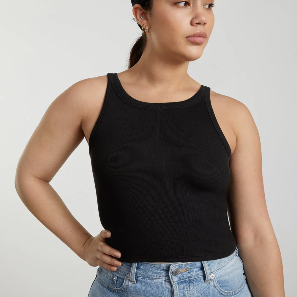 The Pima Micro-Rib Short Tank | Black - Image 5