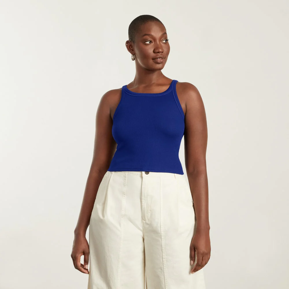 The Pima Micro-Rib Short Tank | Cobalt - Image 2