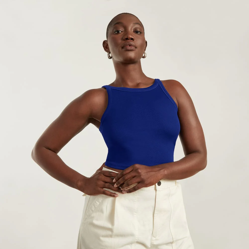 The Pima Micro-Rib Short Tank | Cobalt - Image 6