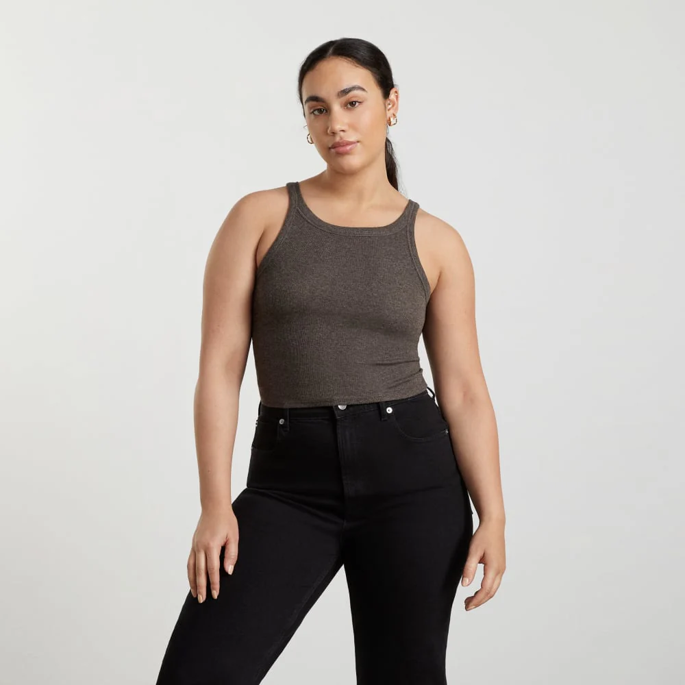 The Pima Micro-Rib Short Tank | Heathered Fatigue - Image 2