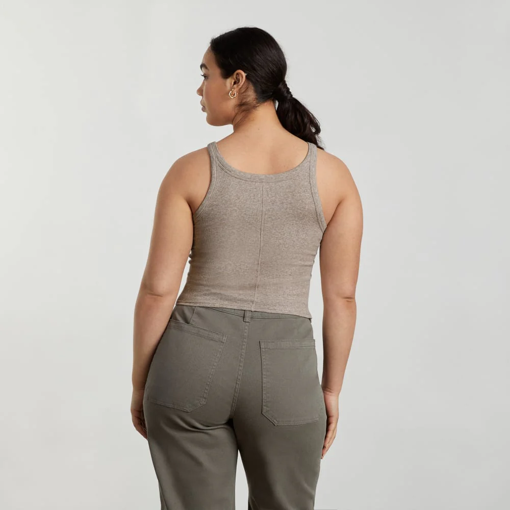 The Pima Micro-Rib Short Tank | Heathered Burnt Sugar - Image 3