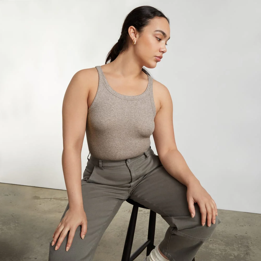 The Pima Micro-Rib Short Tank | Heathered Burnt Sugar - Image 6
