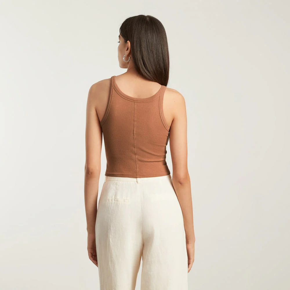 The Pima Micro-Rib Short Tank | Tawny Brown - Image 3