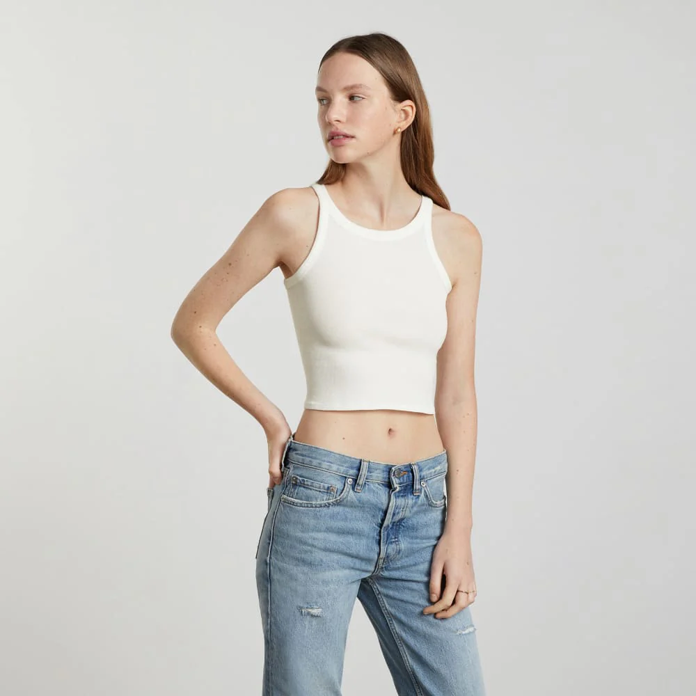 The Pima Micro-Rib Short Tank | White - Image 2