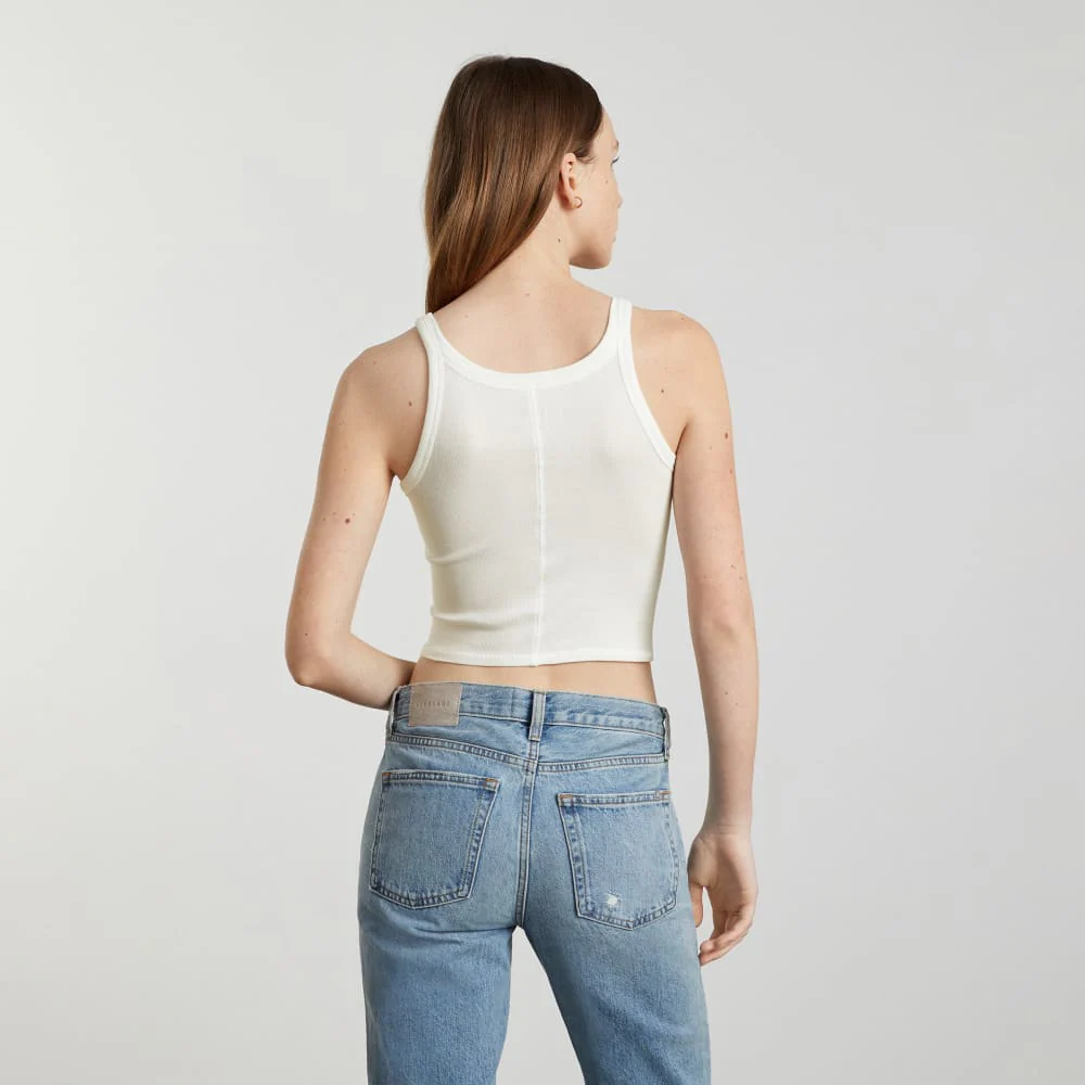 The Pima Micro-Rib Short Tank | White - Image 3