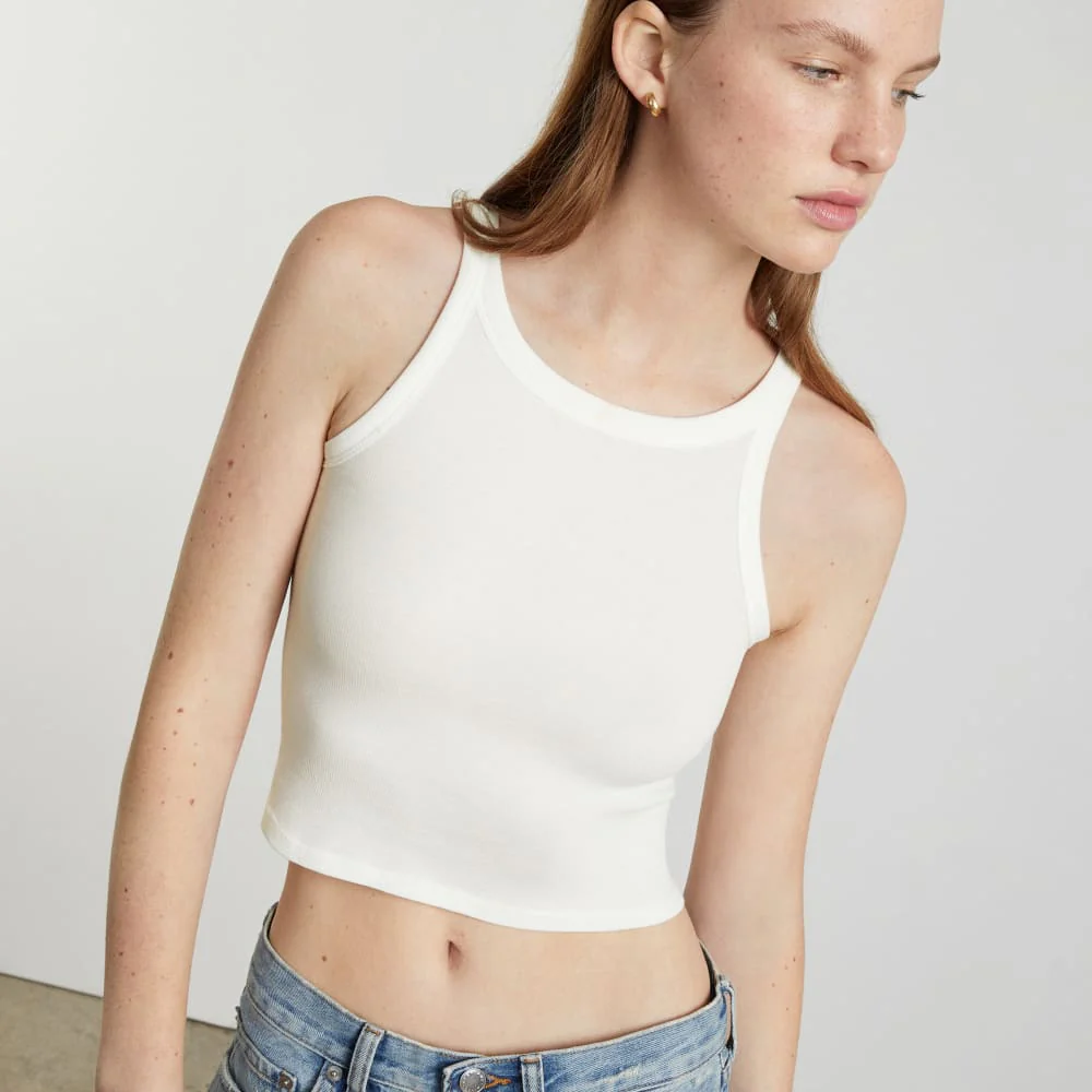 The Pima Micro-Rib Short Tank | White - Image 5