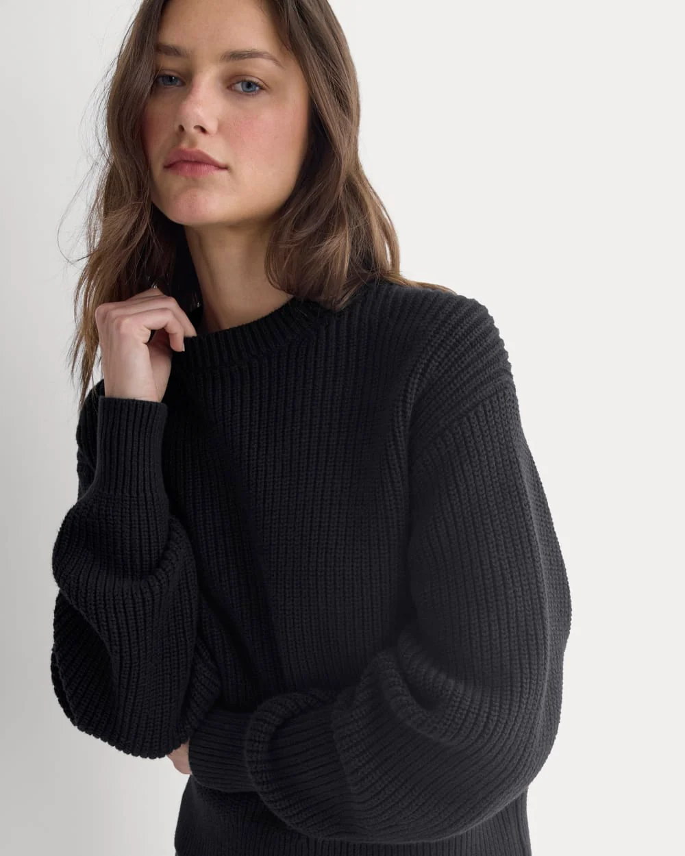Cropped Ribbed Crew in Everyday Cotton | Black - Image 4