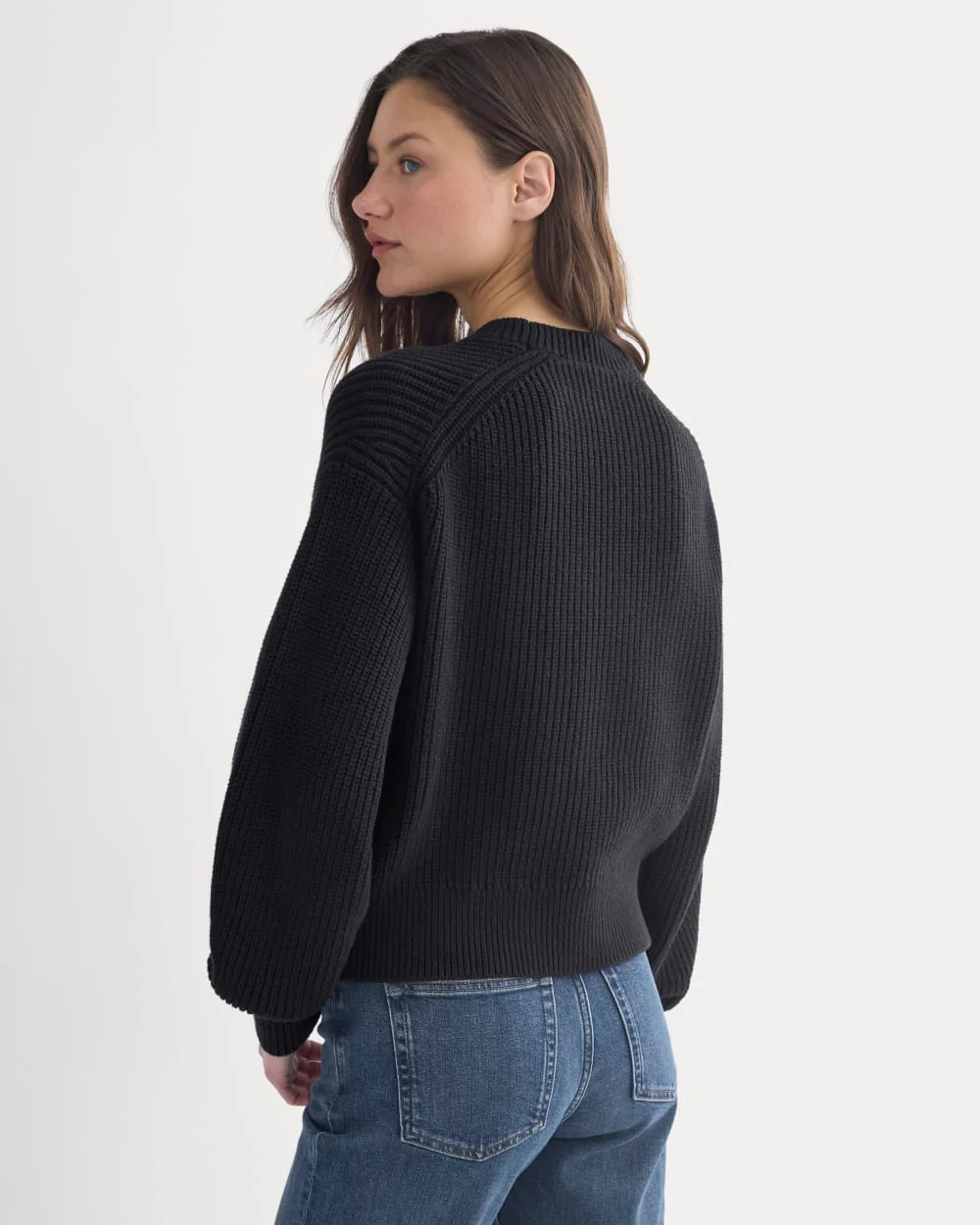 Cropped Ribbed Crew in Everyday Cotton | Black - Image 5