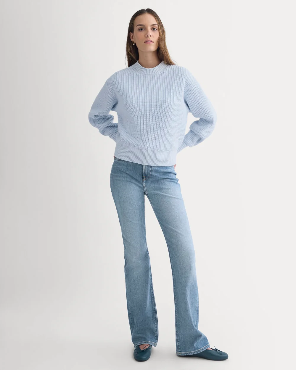 Cropped Ribbed Crew in Everyday Cotton | Skywriting - Image 3