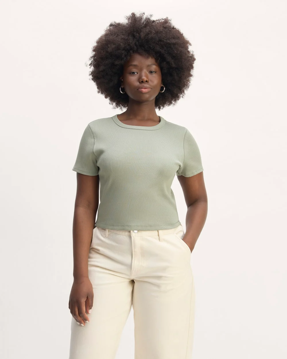 The ’90s Rib Tee | Sage Green - Image 3