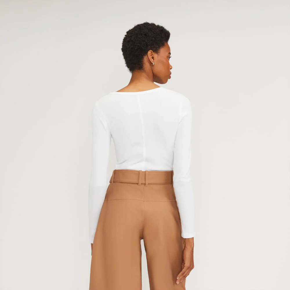 The Supima® Micro Rib Cropped Long-Sleeve Crew | White - Image 4
