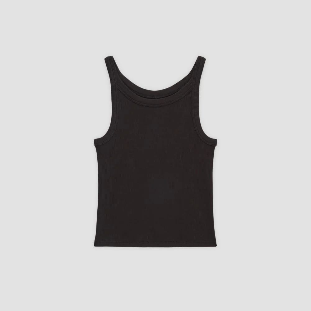 The Supima® Micro-Rib Cropped Tank | Black - Image 2
